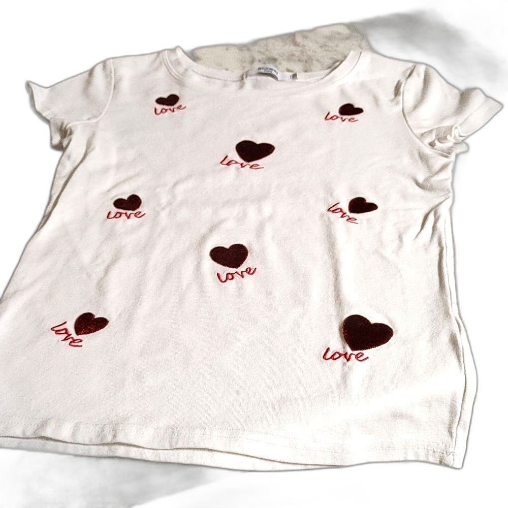 Valentine T Runway Paris Red Sequin Hearts & Embroidered Love Size S